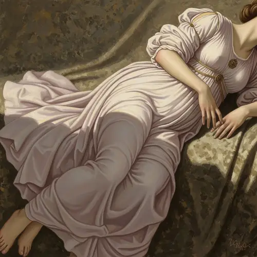 Nude Woman Painting | Sensual Pastel Portrait Inspired by Botticelli