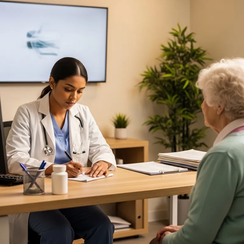 Young Brown-Skinned Female Doctor in Clinic
