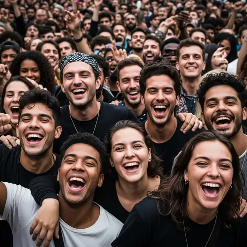 Joyful Crowd with Diverse Expressions | Collective Euphoria Event