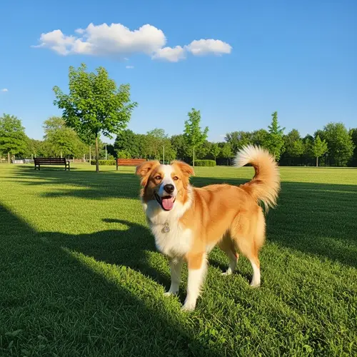 Happy Golden Retriever Playing in Sunny Park