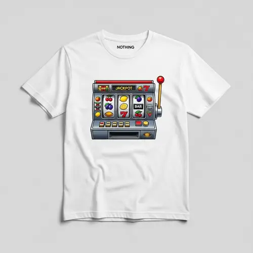 Casual White Shirt with 'Nothing' Brand and Slot Machine Design