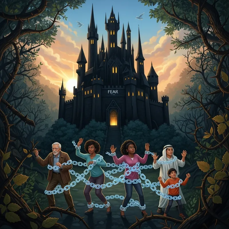 Fantasy Art: Captivating Illustration of Bound People in Castle of Fear Fantasy Art: Captivating Illustration of Bound People in Castle of Fear