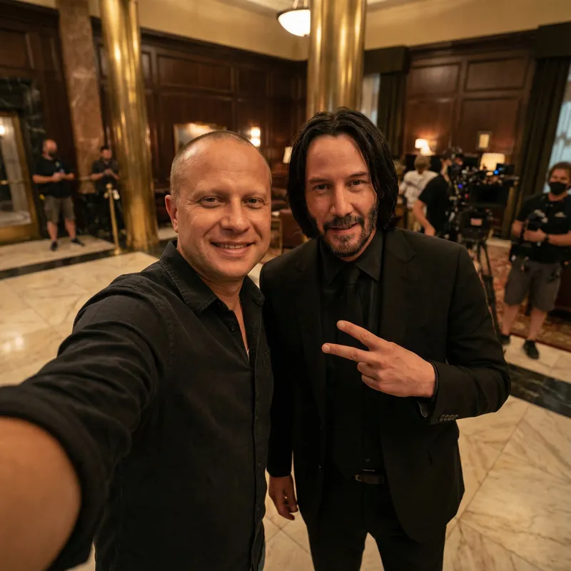 Candid Selfie with Keanu Reeves on John Wick Set