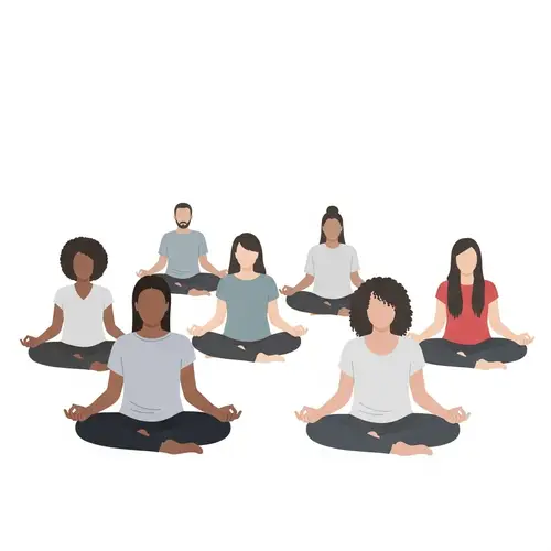 Diverse Group Meditation Illustration | Tranquil Retreat Art