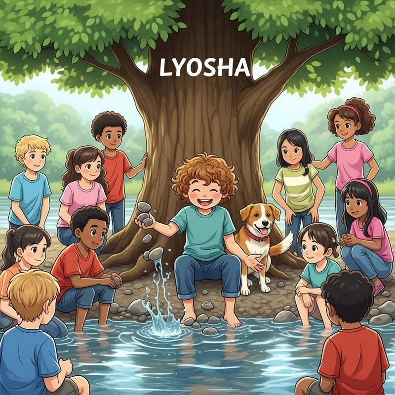 Heartwarming Illustration: Lyosha and Friends by Riverbank