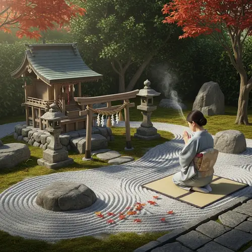 Traditional Japanese Style Worship Scene