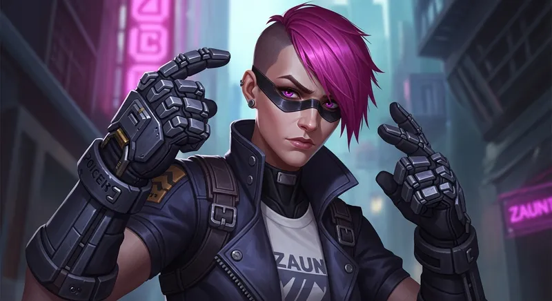 Vi | Zaun Dystopian Urban Setting | Pink Hair Vigilante