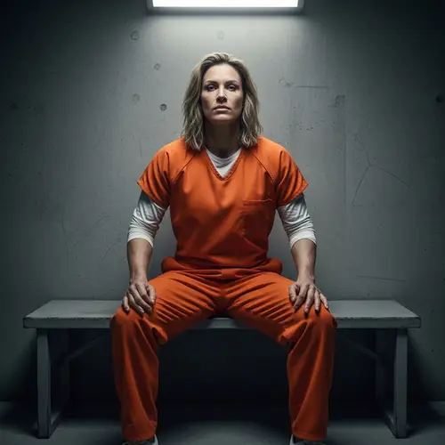 Athletic Celebrity Lookalike in Orange Jumpsuit: Stoic Defiance