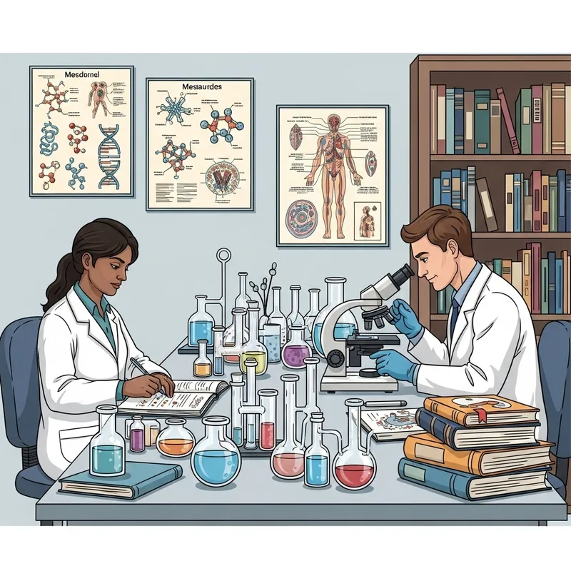 Intricate Medical Research Illustration | Laboratory Scene