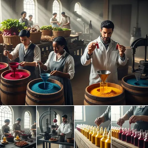 Artisan Food Dyes Factory: Harvesting and Bottling Natural Colors
