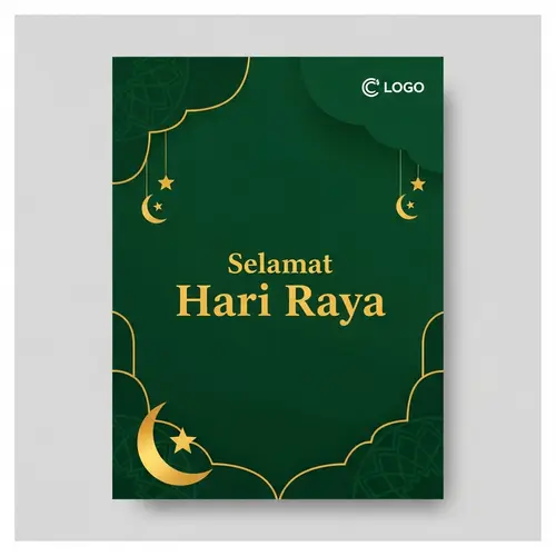 Elegant Hari Raya Greeting Post with Islamic Motifs
