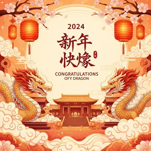 Festive Asian New Year Dragon 2024 Celebration Scene