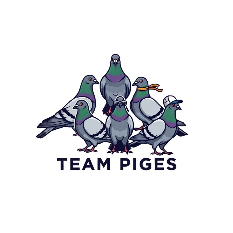 Team Logo Design: Pigeons Symbolizing Unity & Teamwork