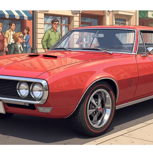 Vibrant 1967 Firebird Cartoon Illustration