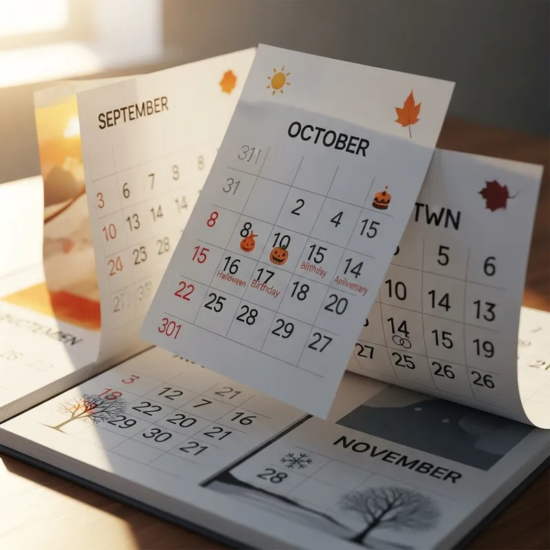 Month in Hyper-Realistic Imagery: Seasonal Symbols & Time Progression