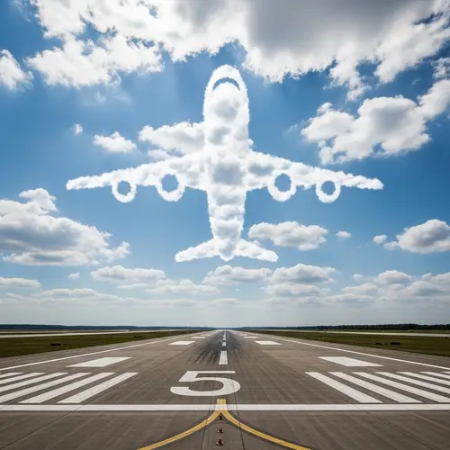 Grand Airplane Silhouette in Sky | Runway Takeoff Scene