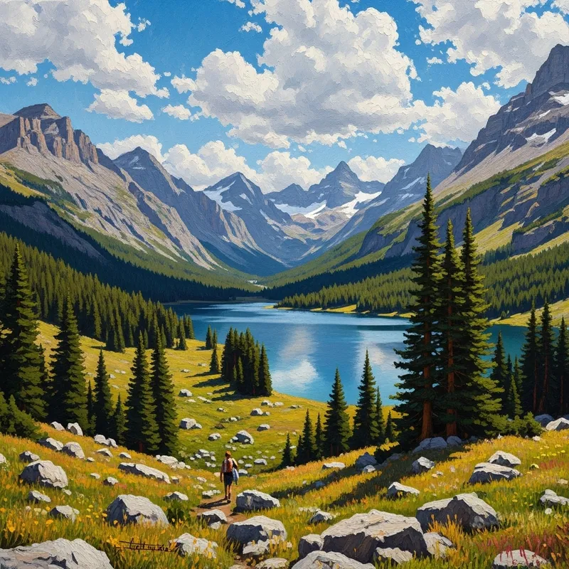 Stunning Impressionist Mountain Landscape Art