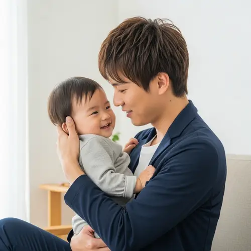 Heartwarming Family Moment: Asian Man Bonding with Child