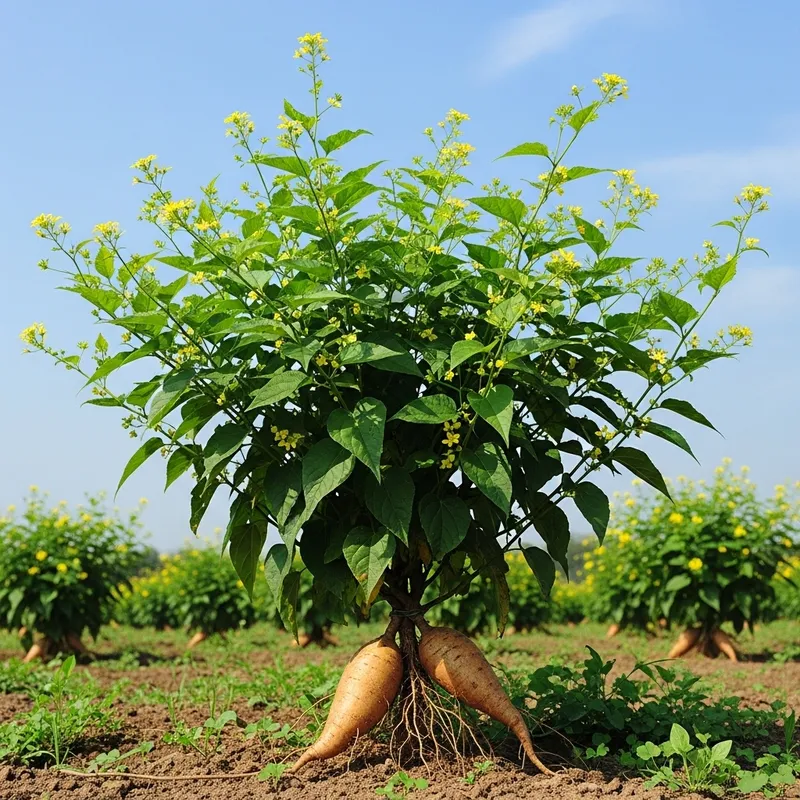 Yacon Plant and Fruit: Aricoma Plant and Its Harvest