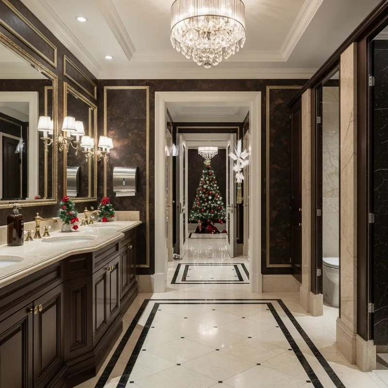 Luxurious Christmas Vibe in Spacious, Lavish Restroom