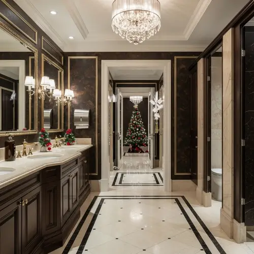 Luxurious Christmas-Themed Restroom | Awards Ceremony Prep