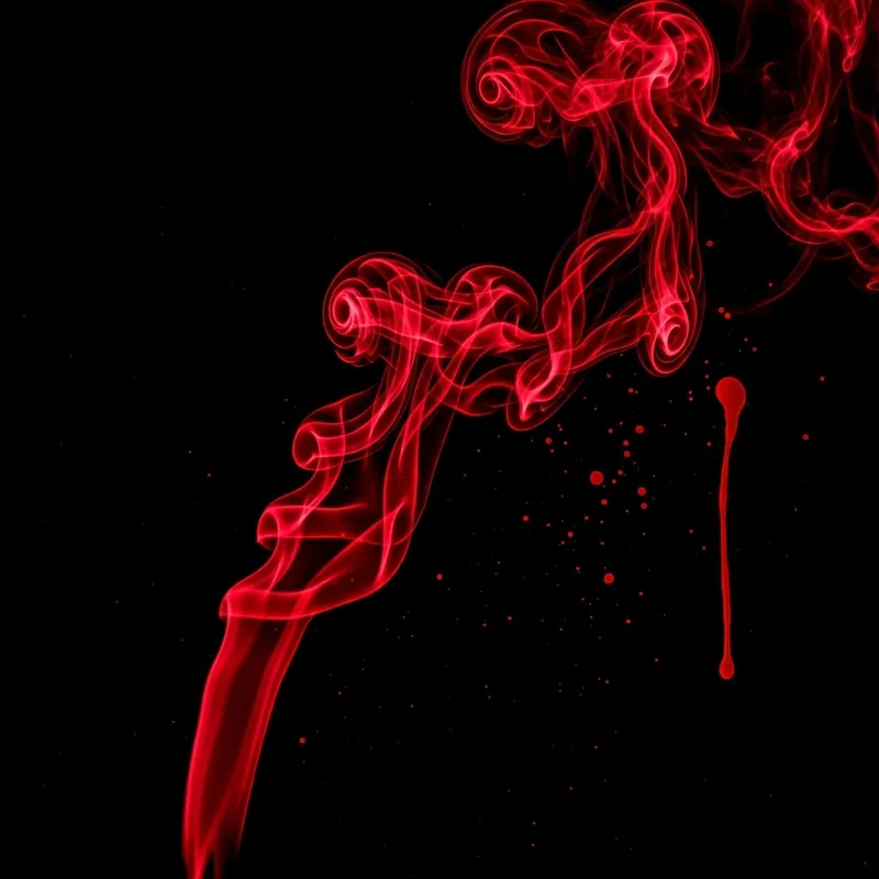 Eerie Red Smoke and Blood Splatters on Black Background