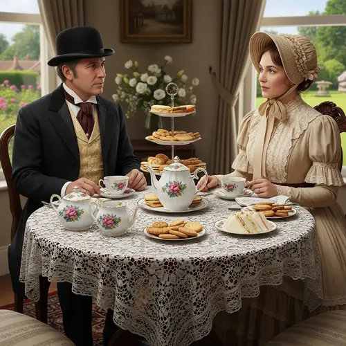 1890 English Tea Ceremony: Casual Conversation & Gossip