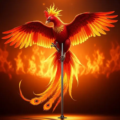 Mythical Phoenix Bird Gravity-Defying Pole Dance