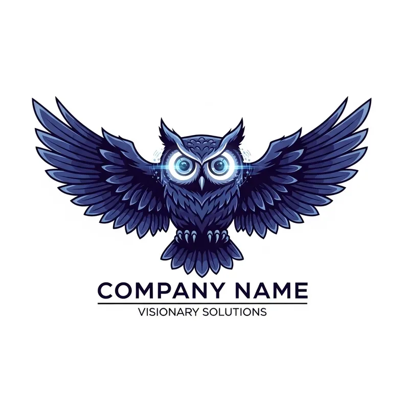Tech Company Owl Logo Design | LED Eyes & Camera Lens | LogoWings
