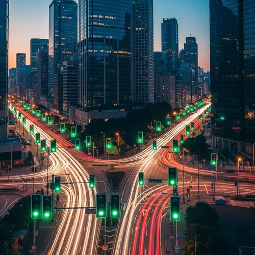 All Green Traffic Lights in Urban Scene