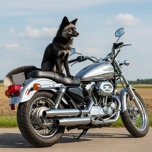 Black Fox on Motorcycle: Adventure and Freedom
