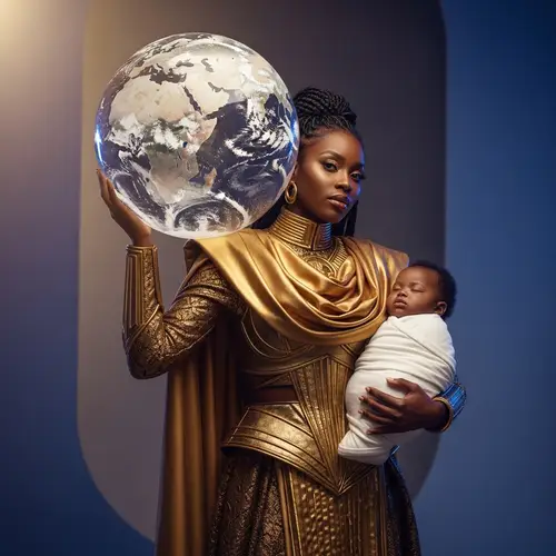 Resilient Black Woman Symbolizing Strength and Motherhood