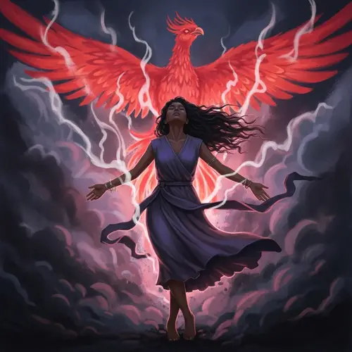 Woman Transformation in Vibrant Colors | Phoenix-Inspired Art