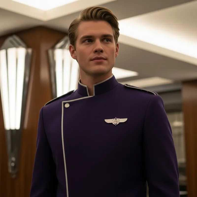 Service Professional in Purple Uniform | Young Man with Light Hair Service Professional in Purple Uniform | Young Man with Light Hair