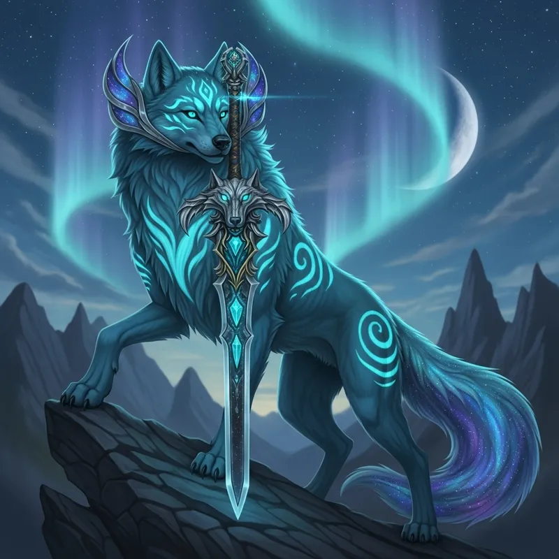 Create an Image of Zacian: Majestic Wolf-Like Creature with Turquoise Eyes