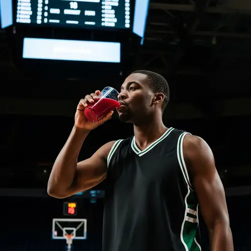 Basketball Player Refreshes with Grape Juice