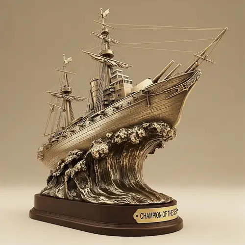 Intricately Detailed Warship Trophy - Champion of the Seas