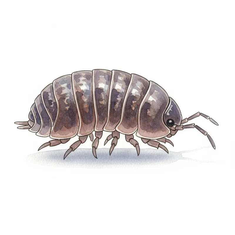 Realistic Armadillidium vulgare Illustration in Watercolor Realistic Armadillidium vulgare Illustration in Watercolor