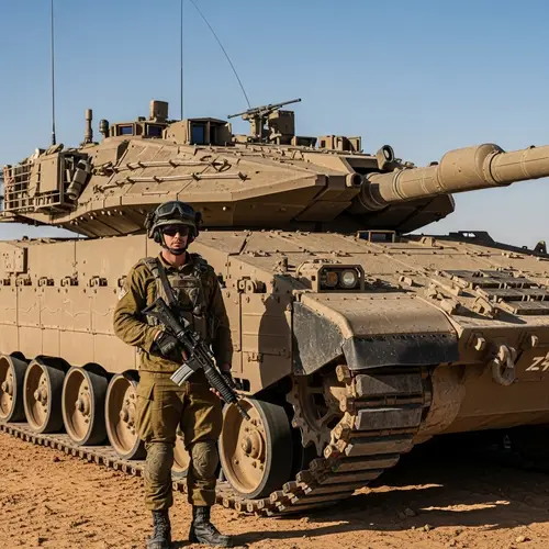 Israeli Soldier and Merkava 4 Tank