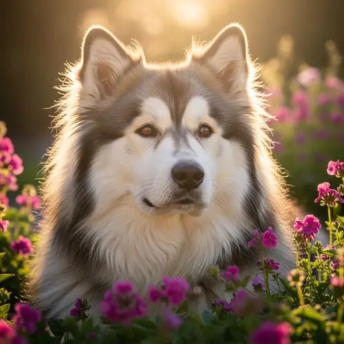 Magnificent Dog in Vibrant Garden: Grace and Charm Captured