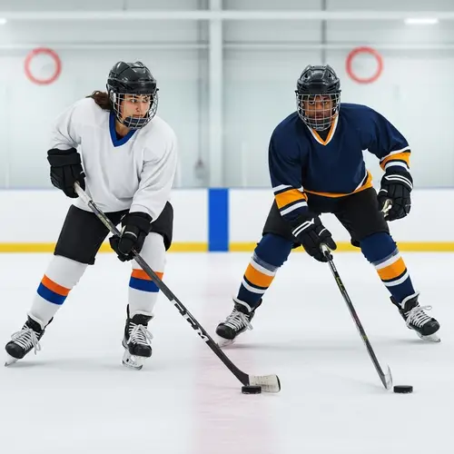 Diverse Hockey Players: Female and Male On Ice