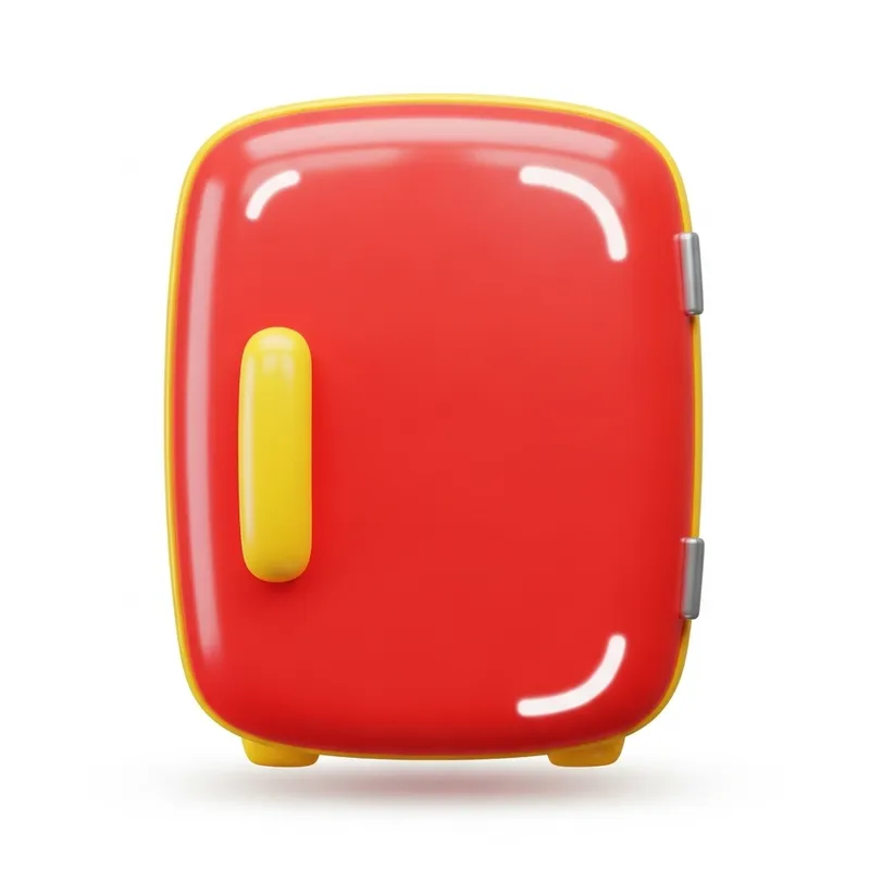 Vibrant Red and Yellow 3D Refrigerator Icon Vibrant Red and Yellow 3D Refrigerator Icon