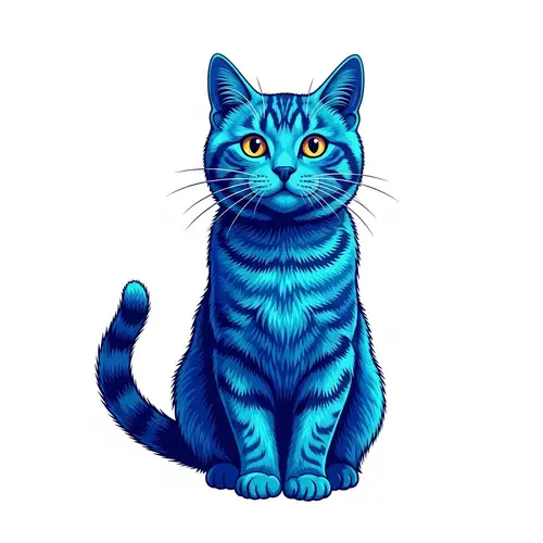 Mythical Blue Cat: Whimsical Feline with Azure Fur