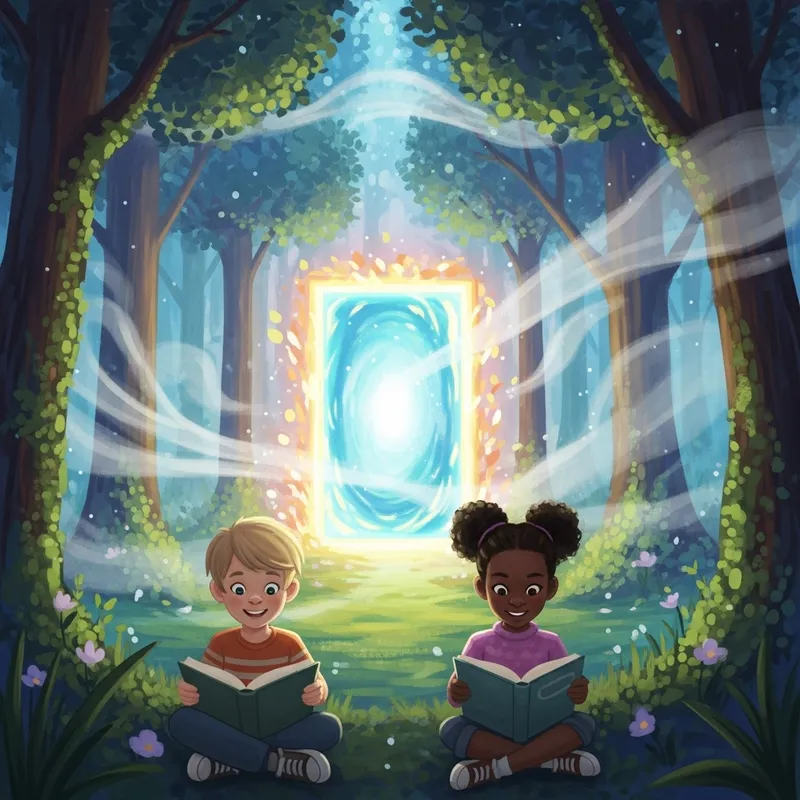 Mystical Forest Portal: Enchanting Impressionist Scene