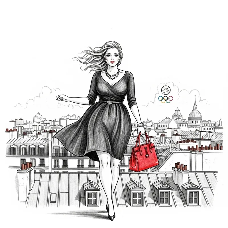 Stylish Plus-Size Woman in Paris Rooftops - Olympic Parisian Vibe Stylish Plus-Size Woman in Paris Rooftops - Olympic Parisian Vibe