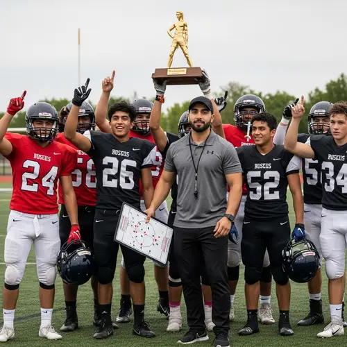 Diverse High School Football Team Celebrates Victory on Field