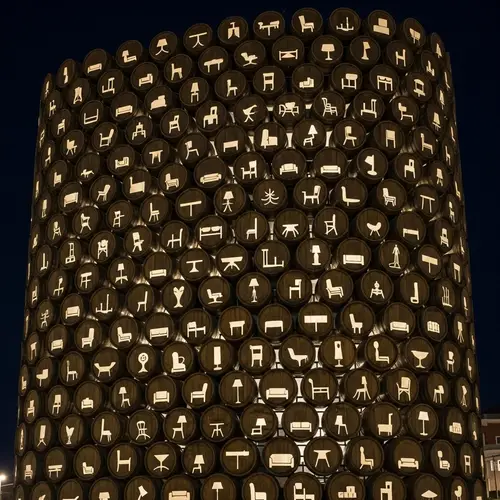 Barrel Lid Facade: Rustic Marvel with Modern Aesthetics