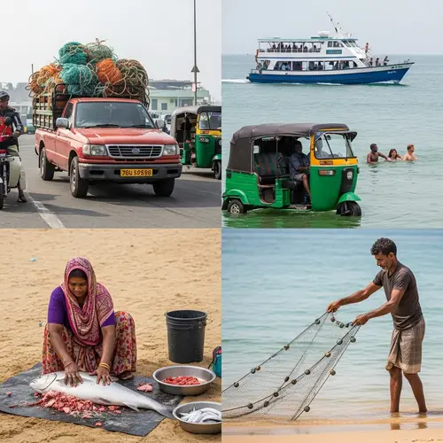 Diverse Coastal Area with Marine Ecosystems and Local Activities