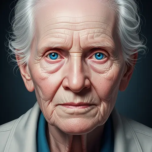 Blue Eyed Albino Elderly Person | Wise and Serene Face