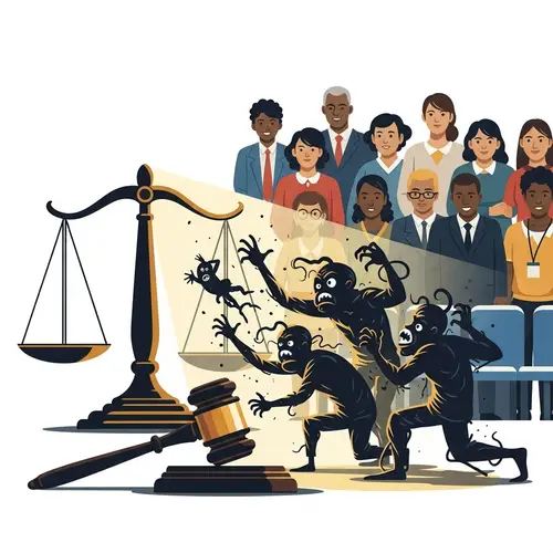 Elimination of Corruption | Symbol of Justice Casting Away Ominous Figures